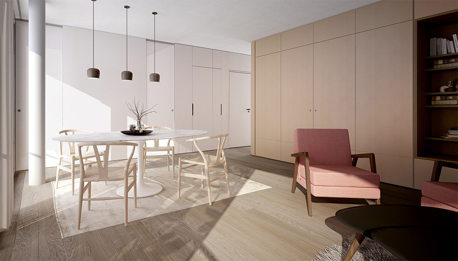 Essbereich einer Musterwohnung des KAYSER