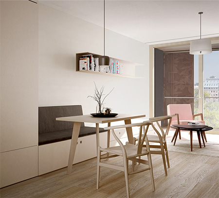 Relaxbereich einer Musterwohnung des KAYSER