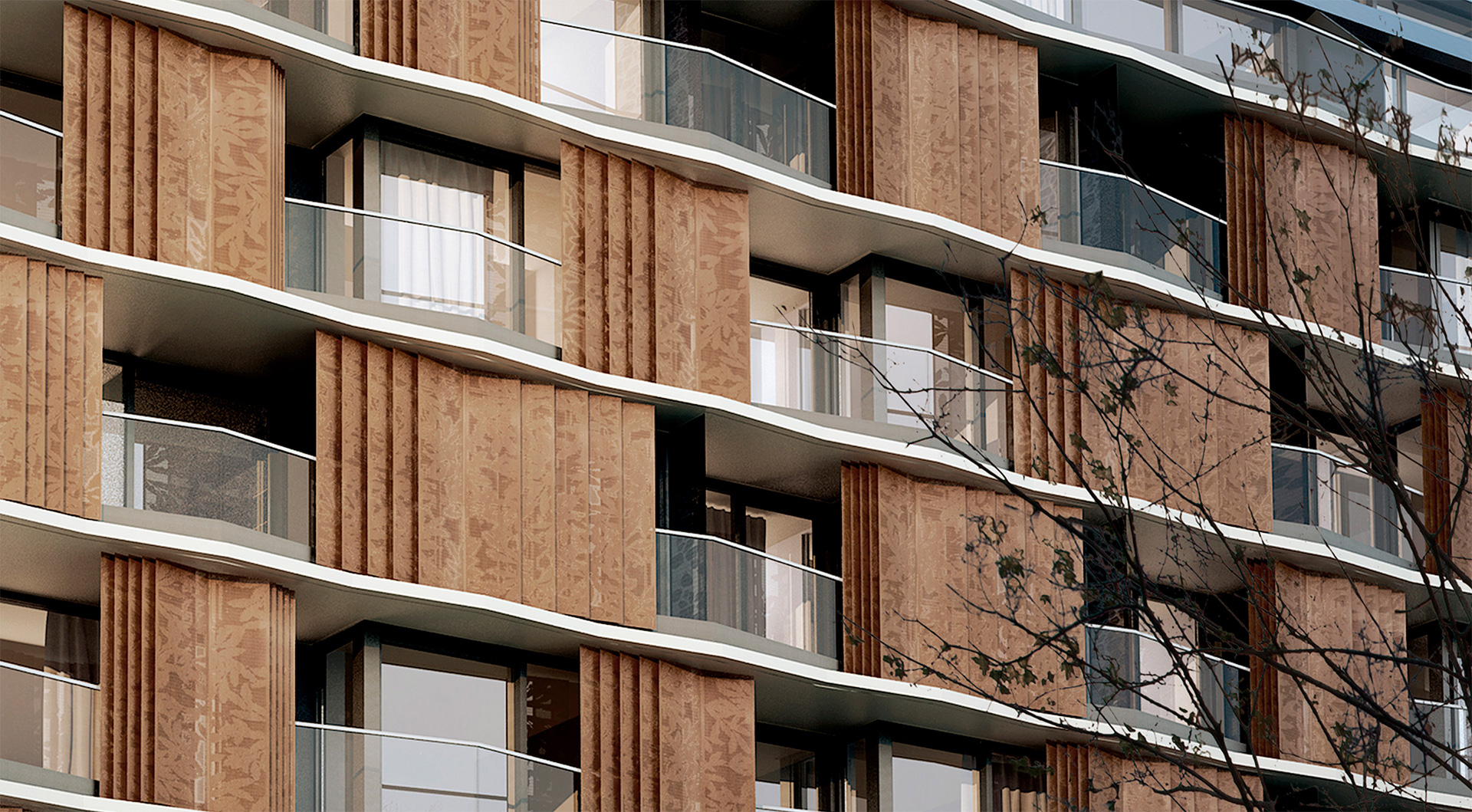 Detailaufnahme der Faltelemente der Fassade des KAYSER